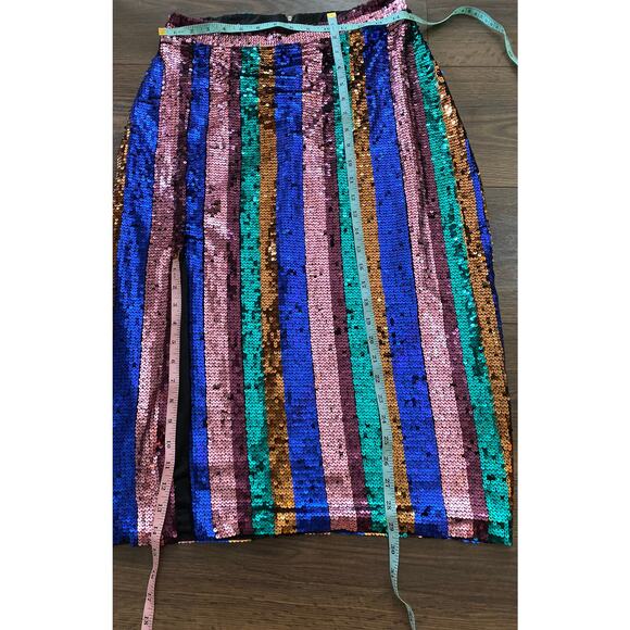 EUC Valencia & Vine Multicolor Sequin Striped Pencil Skirt M - Picture 4 of 10